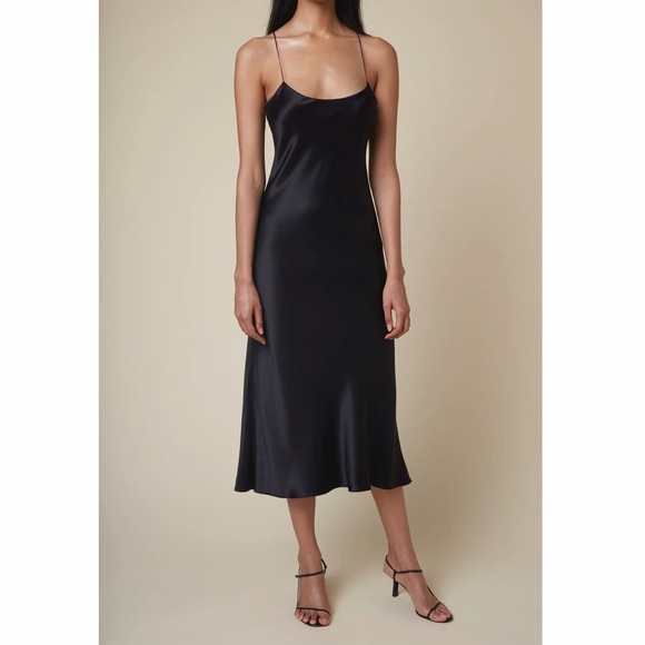 Refine The Carolyn silk slip dress in black